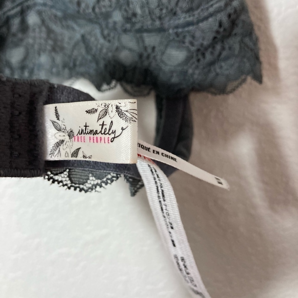 Intimately Free People Galoon lace halter bralette bra dark gray Medium - Picture 4 of 6